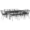 Image de vidaXL Ensemble à Manger de Jardin Coussins 9pcs Noir Poly rotin Verre, Ensemble de Salle à Manger d'extérieur, Meuble de Salle à Manger de Jardin, Table et chaises de Jardin