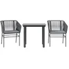 Image de vidaXL Ensemble à Manger de Jardin et Coussins 3 pcs Noir rotin Verre, Ensemble de Salle à Manger d'extérieur, Meuble de Salle à Manger de Jardin, Table et chaises de Salle à Manger de Jardin