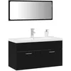 Image de vidaXL Ensemble de mobilier de Salle de Bain 3 pcs Chêne Noir, Ensemble de Salle de Bain Moderne, mobilier rectangulaire, Lignes épurées, Rangement Chic, Essentiels en Bois