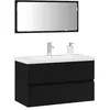 Image de vidaXL Ensemble de mobilier de Salle de Bain 3 pcs Chêne Noir, Ensemble de Meubles de Salle de Bain, Design Moderne, Gain de Place, déco compacte en Bois ingénieux