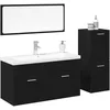 Image de vidaXL Set de Meubles de Salle de Bain Montage Mural 4 pcs Chêne Noir, Salle de Bain Moderne, Design Gain de Place, Meuble rectangulaire, rangements muraux en Bois