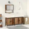 Image de vidaXL Ensemble de mobilier de salle de bain avec étagère 3 pcs Marron