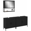 Image de vidaXL Ensemble de mobilier de Salle de Bain avec Stockage 3 pcs Noir, Rangement de Salle de Bain Moderne, Meuble rectangulaire, Ensemble Pratique, décor Minimaliste pour Spa.