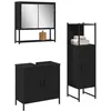 Image de vidaXL Ensemble de mobilier de Salle de Bain avec Stockage 3 pcs Noir, Ensemble de Salle de Bain Moderne, mobilier en Bois, Rangement Pratique, Meuble et Miroir élégants, déco Sympa