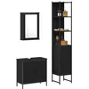 Image de vidaXL Ensemble de mobilier de Salle de Bain avec étagère 3 pcs Noir, Solutions de Rangement Modernes, Miroir Mural, lavabo Compact, Meuble stylé pour Un Design épuré