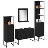 Image de vidaXL Ensemble de mobilier de Salle de Bain avec Stockage 4 pcs Noir, Cabinet de Salle de Bain, Design Moderne, Solution de Rangement Durable, mobilier Gain de Place, système d'organisation