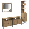 Image de vidaXL Ensemble de mobilier de Salle de Bain 4 pcs chêne Artisanal, Ensemble de Salle de Bain Moderne, Meuble rectangulaire, Gain de Place, Rangement Minimaliste, Accessoires élégants