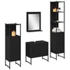 Image de vidaXL Ensemble de mobilier de Salle de Bain avec Stockage 4 pcs Noir, Rangement Salle de Bain, étagère Moderne, Meuble lavabo Compact, déco Minimaliste pour Petits espaces