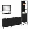 Image de vidaXL Ensemble de mobilier de Salle de Bain avec Stockage 4 pcs Noir, Ensemble de Salle de Bain Moderne, Armoire de Rangement compacte, Miroir carré, mobilier Chic et Fonctionnel