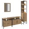 Image de vidaXL Ensemble de mobilier de Salle de Bain 4 pcs chêne Artisanal, Ensemble de Meubles de Salle de Bains rustiques, Armoire Murale Solide, Miroir Plat, étagère texturée
