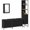 Image de vidaXL Ensemble de mobilier de Salle de Bain avec étagère 4 pcs Noir, Meuble de Rangement carré, Salle de Bain Moderne, Design Minimaliste, étagères fonctionnelles, Organisateur stylé