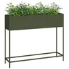 Image de vidaXL Bac de jardin surélevé Vert olive 100 x 26 x 82 cm Acier | La finition vert olive rend vraiment vos espaces extérieurs sympas, Parfait pour l’intérieur comme pour l’extérieur, Fait en