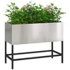 Image de vidaXL Bac de Jardin surélevé Argent 60 x 26 x 45 cm Acier Inoxydable, Support de Plantes Robuste pour Jardin et terrasse, planteur surélevé, Essentiel pour l'extérieur, déco Nature