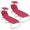 Image de vidaXL Transat 2 pcs Rouge 58 x 188 x 77cm Polyester, Chaise Longue Moderne, résistant pour la terrasse, Fauteuil Relaxant réglable au Bord de la Piscine
