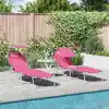 Image de vidaXL Transat 2 pcs Rose 58 x 188 x 77cm Polyester