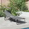 Image de vidaXL Chaise longue pliante Gris 190 x 57 x 81 cm oxford