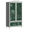 Image de vidaXL Armoire Tableau Noir ROROS Gris et Blanc 90 x 45 x 165 cm, Chambre d'enfants, Armoire Moderne, Design rectangulaire, Espace de Rangement, Bois résistant, mobilier créatif