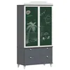Image de vidaXL Armoire Tableau Noir ROROS Gris et Blanc 90 x 45 x 180 cm, Chambre d'enfant, Armoire Moderne rectangulaire, Grand Rangement, Tableau intégré, Meuble en Bois, Solutions stylées