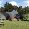 Image de vidaXL Tente Teepee 7-Personnes Gris et orange 600 x 600 x 347 cm