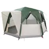 Image de vidaXL Tente de Campagne 6-Personnes avec Toit Vert 425 x 396 x 222 cm, Jardin et Terrasse, Cabane Moderne, Abri Solide, Tente Résistante, Équipement de Camping Transportable