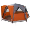 Image de vidaXL Tente de Campagne 6-Personnes Gris et Orange 425 x 396 x 222 cm, Jardin et Terrasse, Cabane Moderne, Abri Solide, Tente Résistante, Équipement de Camping Transportable