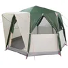 Image de vidaXL Tente Cabane avec Toit Vert et Blanc 320 x 320 x 203 cm,