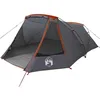 Image de vidaXL Tente Tunnel 3 Personnes Gris et Orange 328 x 228 x 115 cm, Tente Tunnel de Jardin, Abri Résistant à l'eau, Protecteur UV pour Camping, Parfaite pour la Famille
