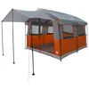 Image de vidaXL Tente familiale 4 Personnes Gris et Orange 324 x 255 x 230 cm, Tente familiale, abri de Camping Moderne, étanche, Anti-UV, léger, Simple à Monter, résistant au Vent, spacieux