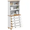 Image de vidaXL Hutch ASKIM Blanc 91 x 40 x 200,5 cm Bois de pin Massif, Buffet rectangulaire Traditionnel, chêne Massif, penderie et Rangement pour décorer Votre Maison