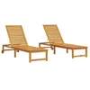 Image de vidaXL Transat 2 pcs Marron 202 x 53 x 89 cm Bois d'Acacia Massif, Chaise Longue Moderne, rectangulaire, réglable pour Jardin, terrasse, résiste aux intempéries, Parfaite près de la Piscine