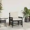 Image de vidaXL Chaise de jardin avec coussin Noir 73 x 61 x 77 cm polyrotin