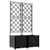 Image de vidaXL Cache-Pot de Jardin 2 pcs Noir 80 x 40 x 143 cm Acier, Jardin et terrasse, Pot Moderne en Acier, résistant aux intempéries, Support Durable, déco pour Patio