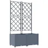 Image de vidaXL Cache-Pot de Jardin 2 pcs Gris Clair 80 x 40 x 143 cm Acier, Jardin et terrasse, Pot Moderne en Acier, résistant aux intempéries, Support Durable, déco pour Patio