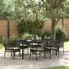 Image de vidaXL Ensemble de salle à manger pour jardin 7 pcs Noir polyrotin
