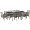 Image de vidaXL Table à Manger Rectangulaire Moderne en Gris pour Jusqu'à 10 Personnes | Cadre en Acier Revêtu de Poudre avec Surface en Verre Trempé | Design Résistant aux Intempéries | Tables d'Usage Extérie