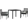 Image de vidaXL Ensemble de Salle à Manger pour Jardin 3 pcs Beige polyrotin, Jardin et Terrasse, Ensemble Moderne, Salle à Manger Résistante, Table en Verre Lounge, Mobilier en Rattan