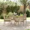 Image de vidaXL Ensemble de salle à manger pour jardin 5 pcs Beige polyrotin