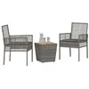 Image de vidaXL Ensemble Bistro de Jardin 3 pcs Gris polyrotin, Mobilier de Jardin Moderne, Set Bistro extérieur avec canapé en rotin, Table en Acacia, Espace détente décontracté