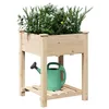 Image de vidaXL Cache-Pot de Jardin avec étagère Beige 60,5 x 60 x 76,5 cm, Jardin et terrasse, bac à Fleurs en Bois pour Balcon, Patio, Porche, arrière-Cour, Plantes d'herbes et Fleurs