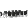 Image de vidaXL Ensemble de Salle à Manger pour Jardin 13 pcs Noir Acier, Ensemble de Jardin, mobilier extérieur Moderne, Table en Acier, sièges rembourrés, résistant aux intempéries
