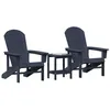 Image de vidaXL Chaise de Jardin 3 pc Bleu Marine Polyéthylène