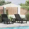 Image de vidaXL Transat 2 pcs Noir 195,5 x 53 x 98,5 cm Polyéthylène