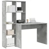 Image de vidaXL Bureau Gris béton 138,5 x 55 x 143 cm Bois d'ingénierie, Bureau Moderne pour Le télétravail, Table Multi-usages, Coin Pratique pour étudier, écrire