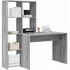 Image de vidaXL Bureau Gris Sonoma 138,5 x 55 x 143 cm Bois d'ingénierie, Bureau Moderne pour Le télétravail, Table Multi-usages, Coin Pratique pour étudier, écrire