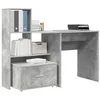 Image de vidaXL Bureau Gris béton 131,5 x 50 x 106,5 cm Bois d'ingénierie, Bureau Fonctionnel, Bois Minimaliste avec étagères, Meuble élégant pour la Maison, Espace de Travail Polyvalent