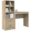 Image de vidaXL Bureau avec tiroir avec étagère 2 pcs Chêne Sonoma, Bureau Moderne, Meuble de Travail résistant, Station d'accueil Pratique pour Booster ta productivité
