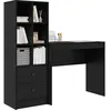 Image de vidaXL Bureau avec tiroir avec étagère avec Stockage 2 pcs Chêne Noir, Bureau Moderne, Meuble de Travail résistant, Station d'accueil Pratique pour Booster ta productivité
