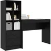 Image de vidaXL Bureau avec tiroir avec étagère avec Stockage 2 pcs Chêne Noir, Bureau Moderne, Meuble de Travail résistant, Station d'accueil Pratique pour Booster ta productivité