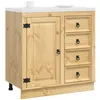 Image de vidaXL Armoire avec tiroir Miel 80 x 46 x 81,5 cm Pin massif, Cuisine, design rectangulaire, style traditionnel, pieds ajustables, rangement spacieux pour tous tes besoins culinaires, installation pol