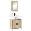 Image de vidaXL Ensemble de mobilier de Salle de Bain avec étagère 2 pcs Marron, Mobilier de Salle de Bain élégant, Solutions de Rangement Modernes, Ensemble Coiffeuse Chic, Essentiels pour la Maison